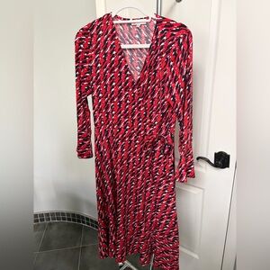 Red and Navy faux wrap dress - Neuman Marcus Size 6